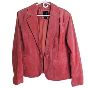 Pink Suede Jacket Lined Pockets Split Wrists Women's Size XL